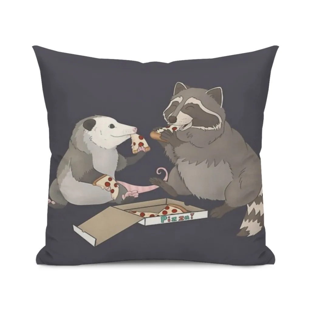 

Possum and Raccoon eating pizza Pillowcase Cushions Cover Cushions Home Decoration Pillows For Sofa