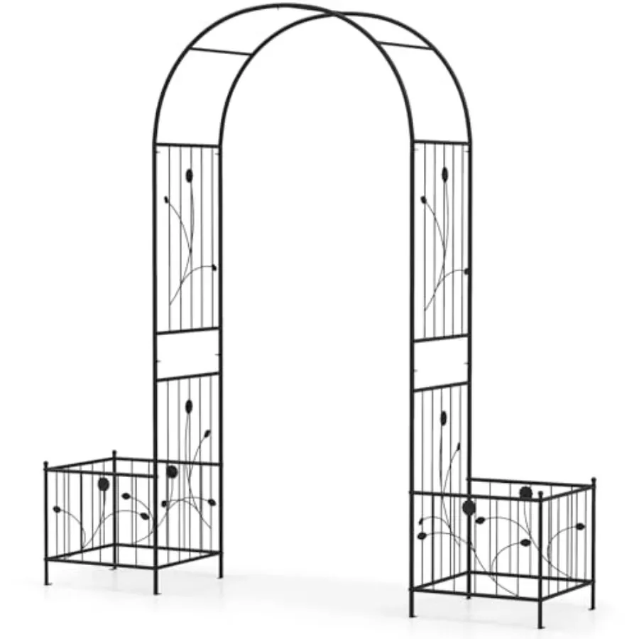 

Garden Arch Trellis with Planters, 86'' Metal Arbor Pergola for Climbing Plants Rose, Heavy-Duty Outdoor Archway for Wedding Pa