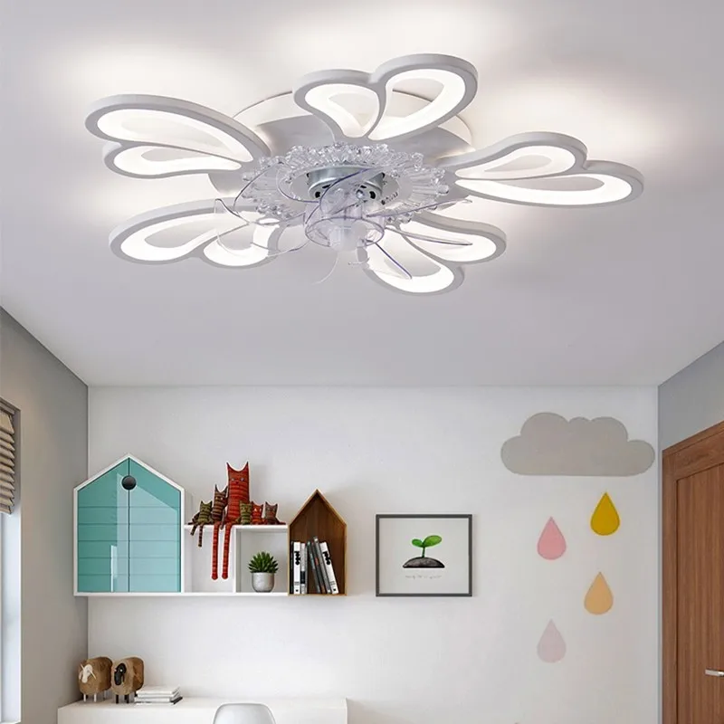 

Ceiling Fans with Lights Remote Control Indoor Lighting for Living Room Bedroom Home Decor LED Flower Fan Lamp