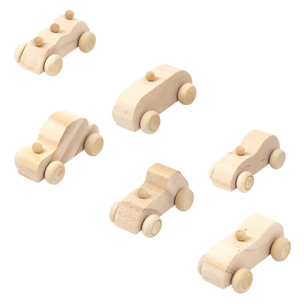 6Pcs Unfinished Wooden Car Painting Kit for Kids Creative Educational Craft Activity Calming Development Birthday Party