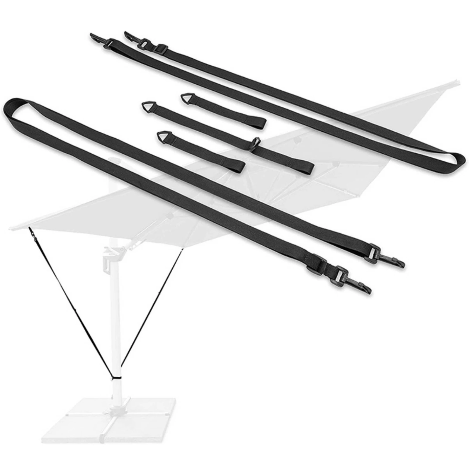 5 Pieces Sunshade Strap Long-Lasting Polyester Umbrella Securing Straps with Quick-Connect Hooks for Windy Conditions