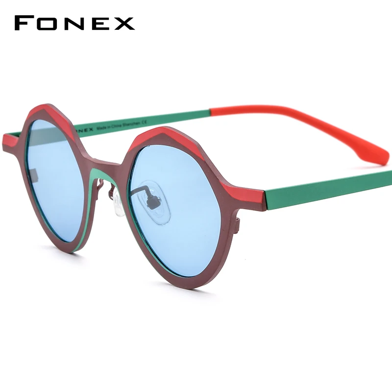 

FONEX Titanium Sunglasses Men Retro Vintage Small Polygon Polarized Sun Glasses 2024 New Women UV400 Shades F85803T