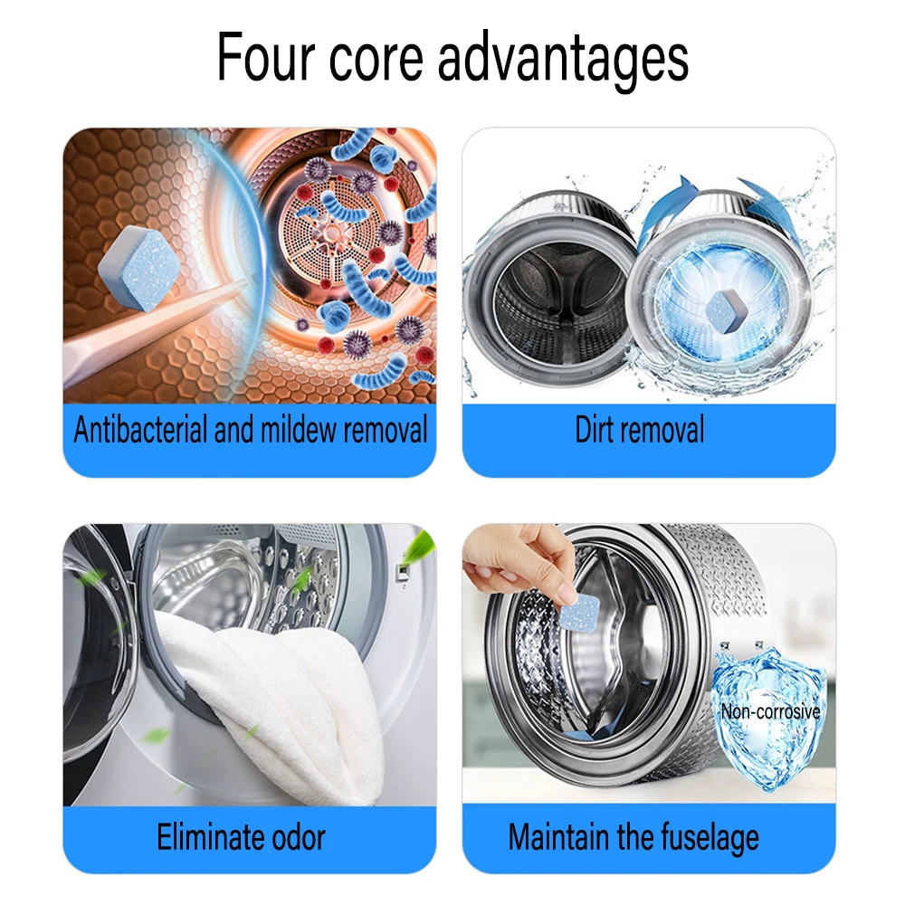 1/5/10/20Pcs Washing Machine Cleaner Effervescent Tablets Remove Mycete Deodorant Cleaning Agent Pills Remove Dirt Detergent