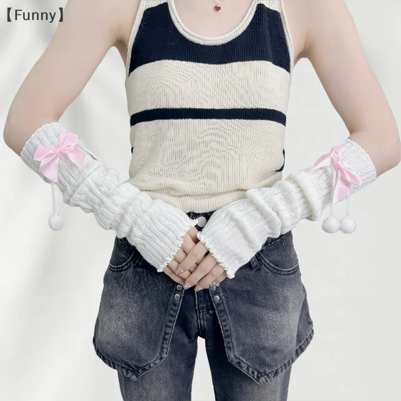 

10.00FunnyováНовый год Рождественский подарок Красные вязаные рукава для девочек Теплые милые перчатки без пальцев