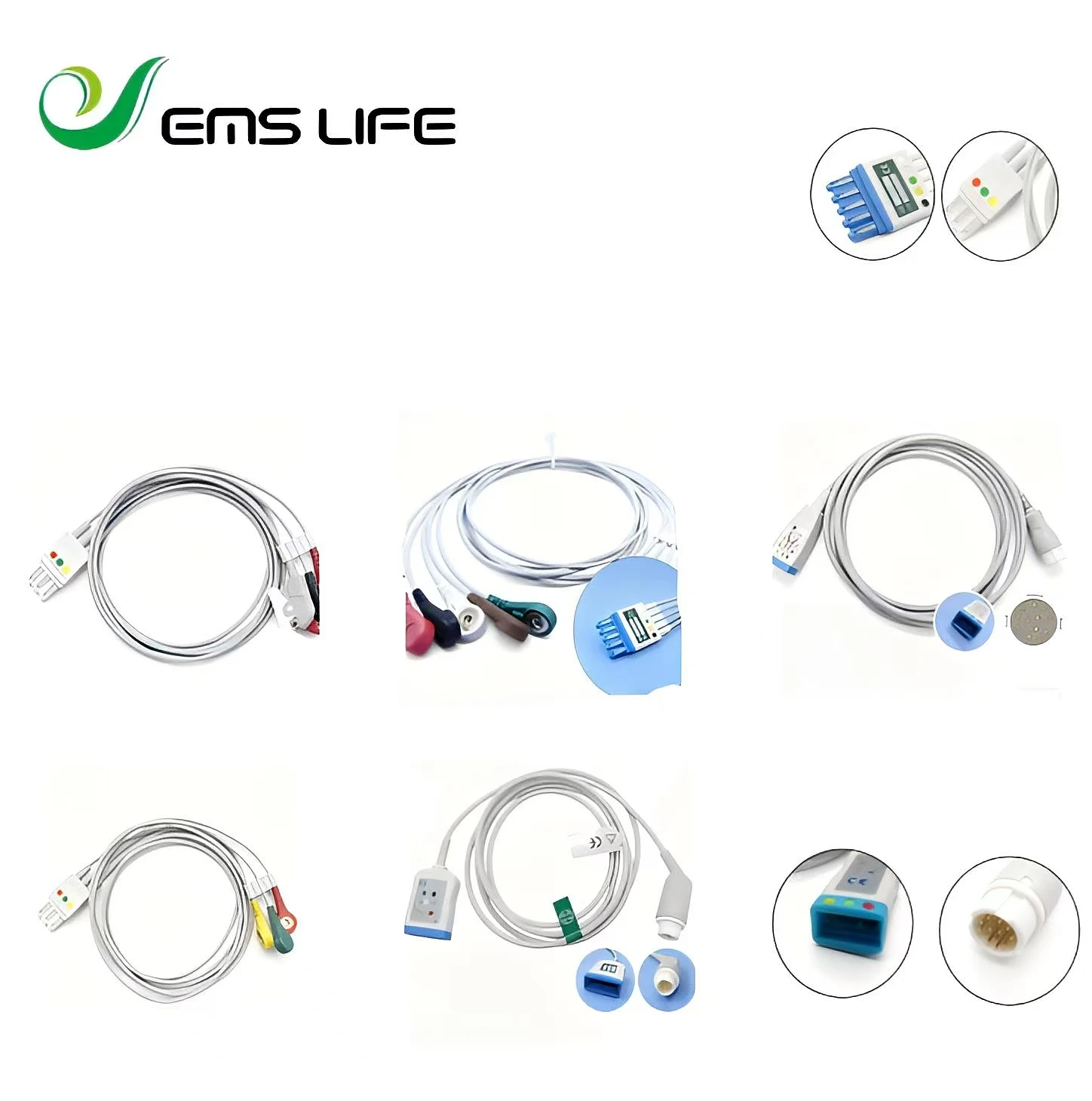 

EMSLIFE compatible EKG ECG cable leawires 3leads 5leads snap Clip grabber for Phili M1668A M1971A patient monitor