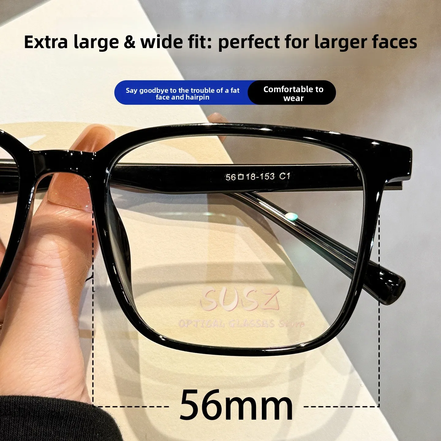 

SUSZ Premium Polygonal Customized Reading Glasses Women's Fashion Myopia Glasses Blue Light Blocking Prescription Eyeglasses