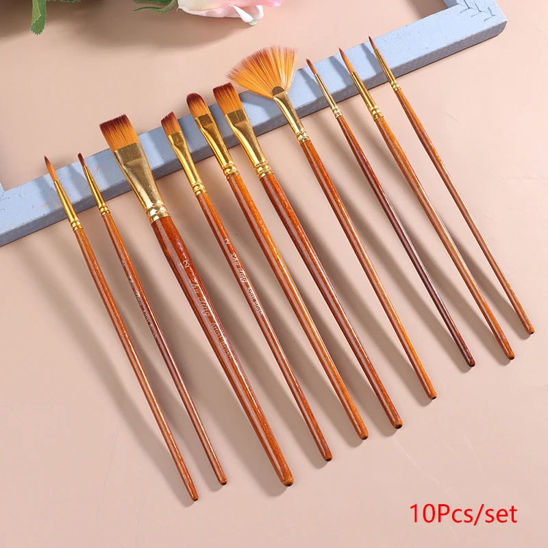 10Pcs Paint Brushes Set Artist Paint Brush Multiple Mediums Brushes With Nylon Hair For Acrylic Aquarelle Painting Art Supplies