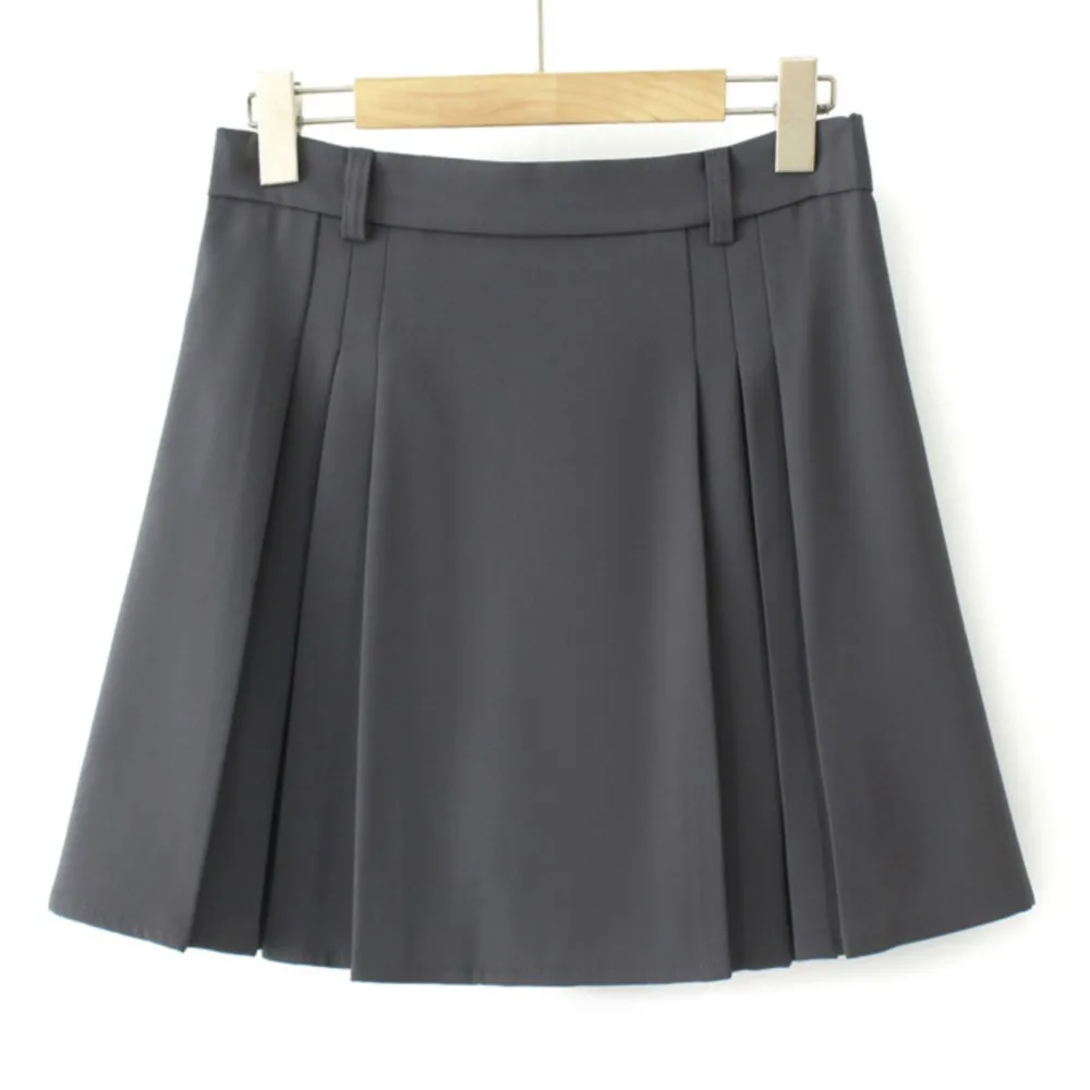 2023 Autumn Clothes Women Pleated Skirt Plus Size Elastic Waist Casual Solid Color Mini Bottoms Curve F11 7402