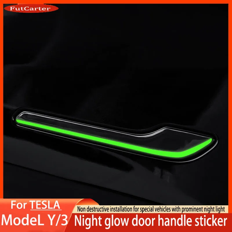 Adesivi per maniglie della portiera dell\'auto antigraffio luminosi per Tesla Model 3/Y adesivi per auto resistenti ai graffi accessori per auto