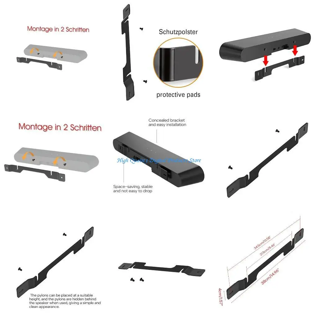 

U2JE Modern Metal Wall Mount for Soundbar Secure Wall Bracket Quick Fixng Lightweight for Soundbar Enhances Your Home Theater