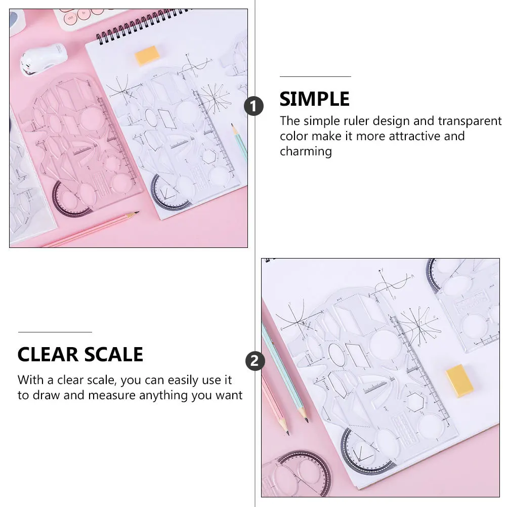 

8Pcs Function Plotting Rulers Transparent Geometric Stencils Drawing Templates School Stationery Drafting Tools