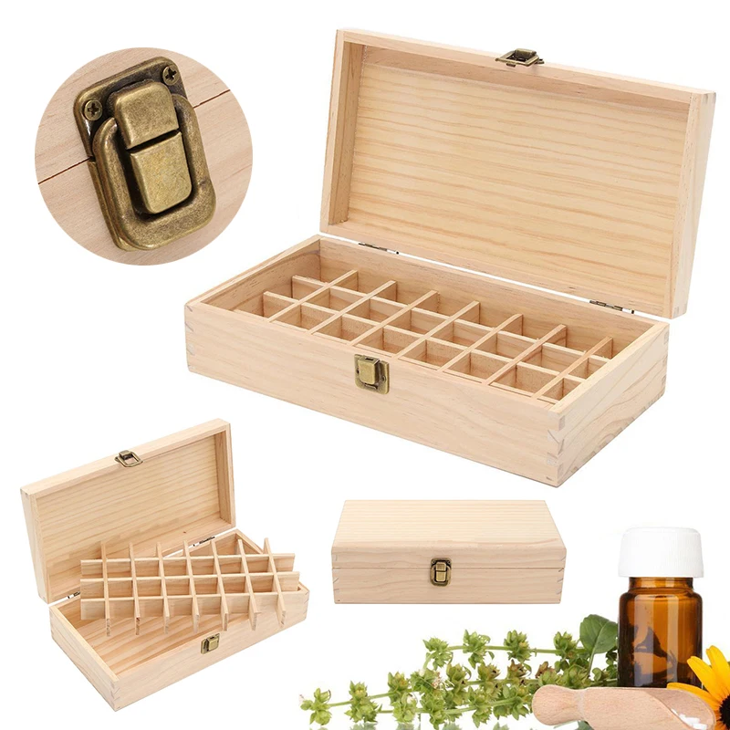 32 Slot Essential Oil Bottle Storage Box Wooden Case Container Aromatherapy Oils