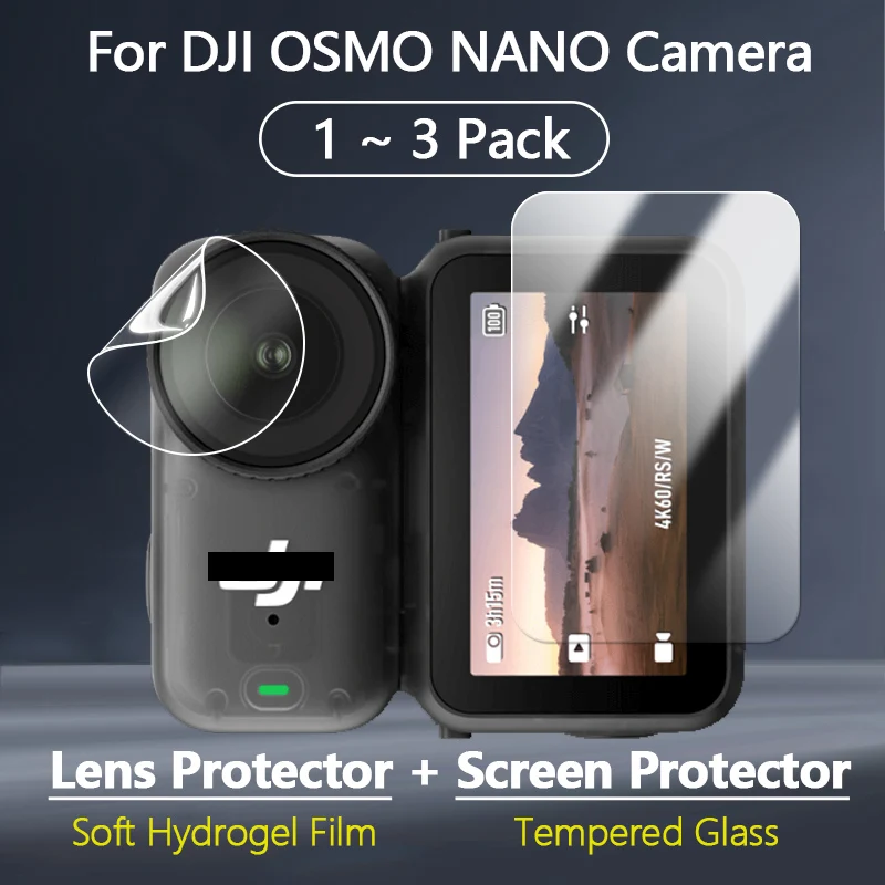 

Для DJI OSMO NANO Компактная носимая камера Прозрачный тонкий экран 2,5D закаленное стекло + объектив камеры Мягкая гидрогелевая защитная пленка