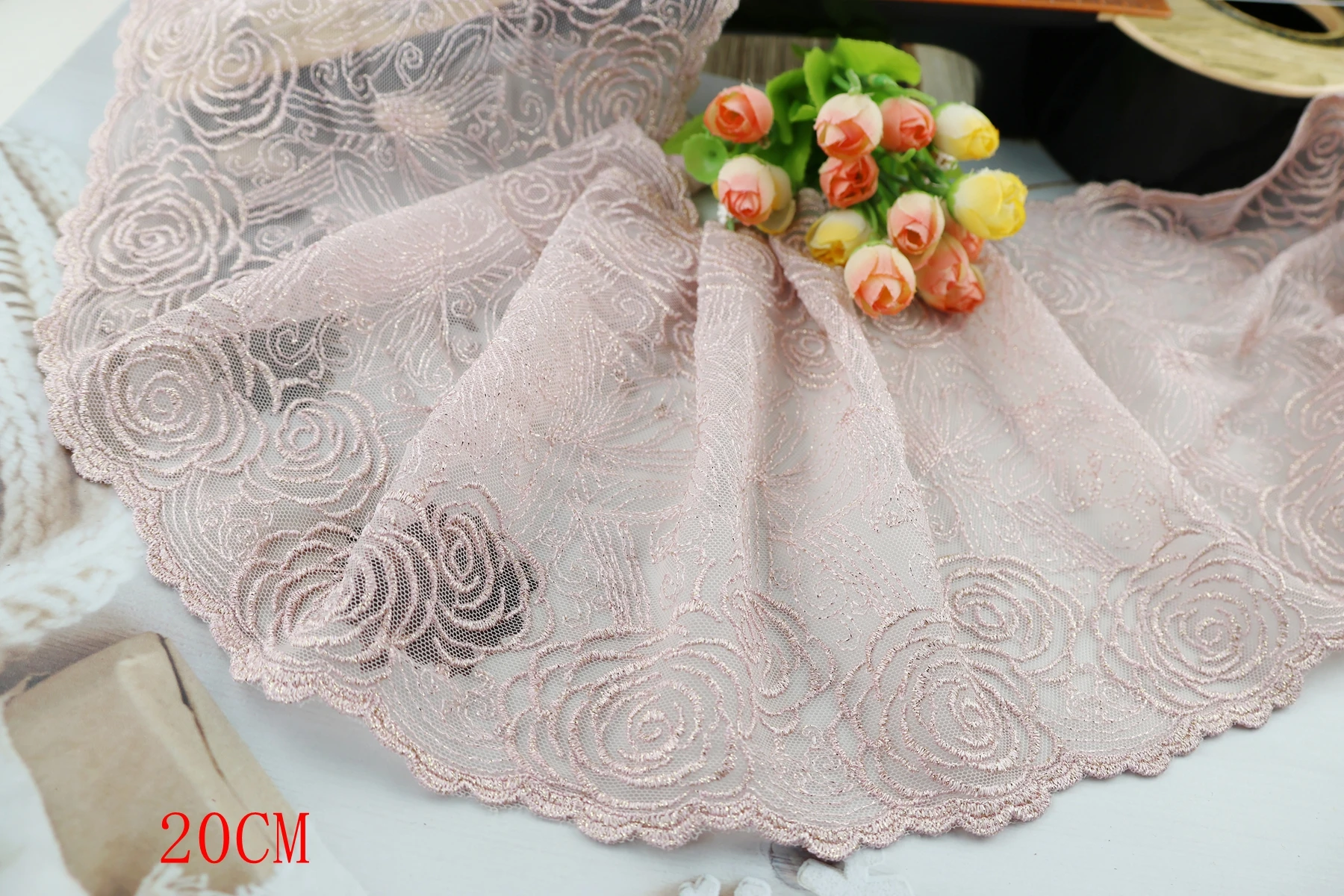 Wholesale Lot 1 Yards Delicate Embroidered Flower Pink/Purple/Red/White/Black Tulle Lace Trim DIY/Sewing/Wedding Lace AC4