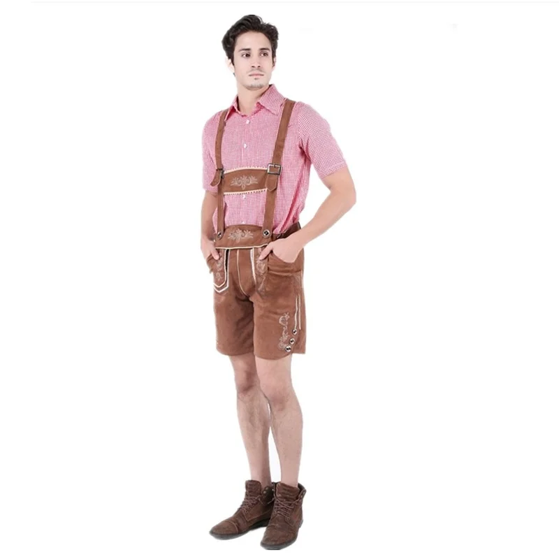 

Men's loween Bavarian Beer Festival Costume Set with Overalls Polyester Material Traditional German Clothing Set