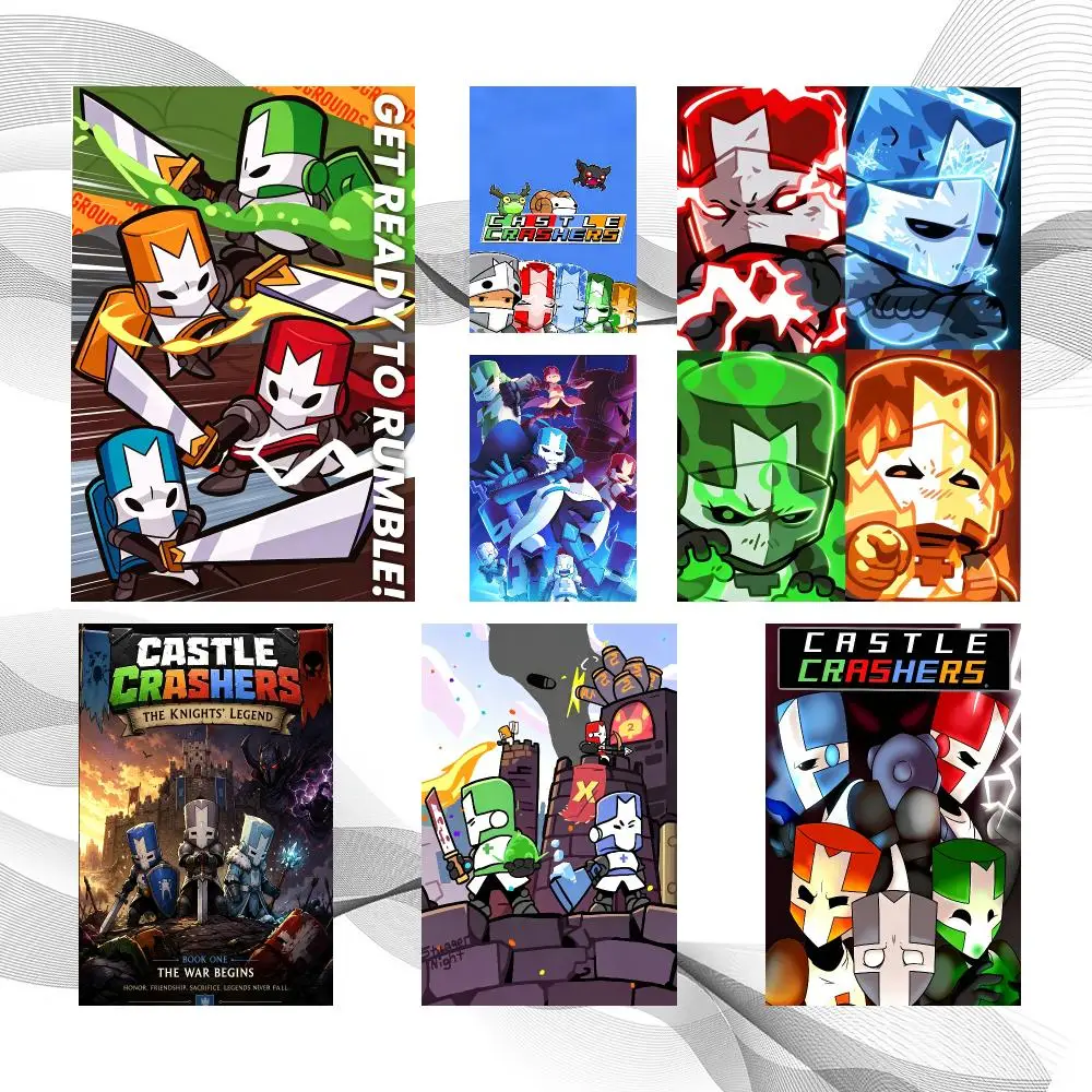 Game Popular C-Castle Crashers Poster Peel And Stick Wall Art Self Adhesive PP Waterproof Wall Decor Living Room Bedroom Gift