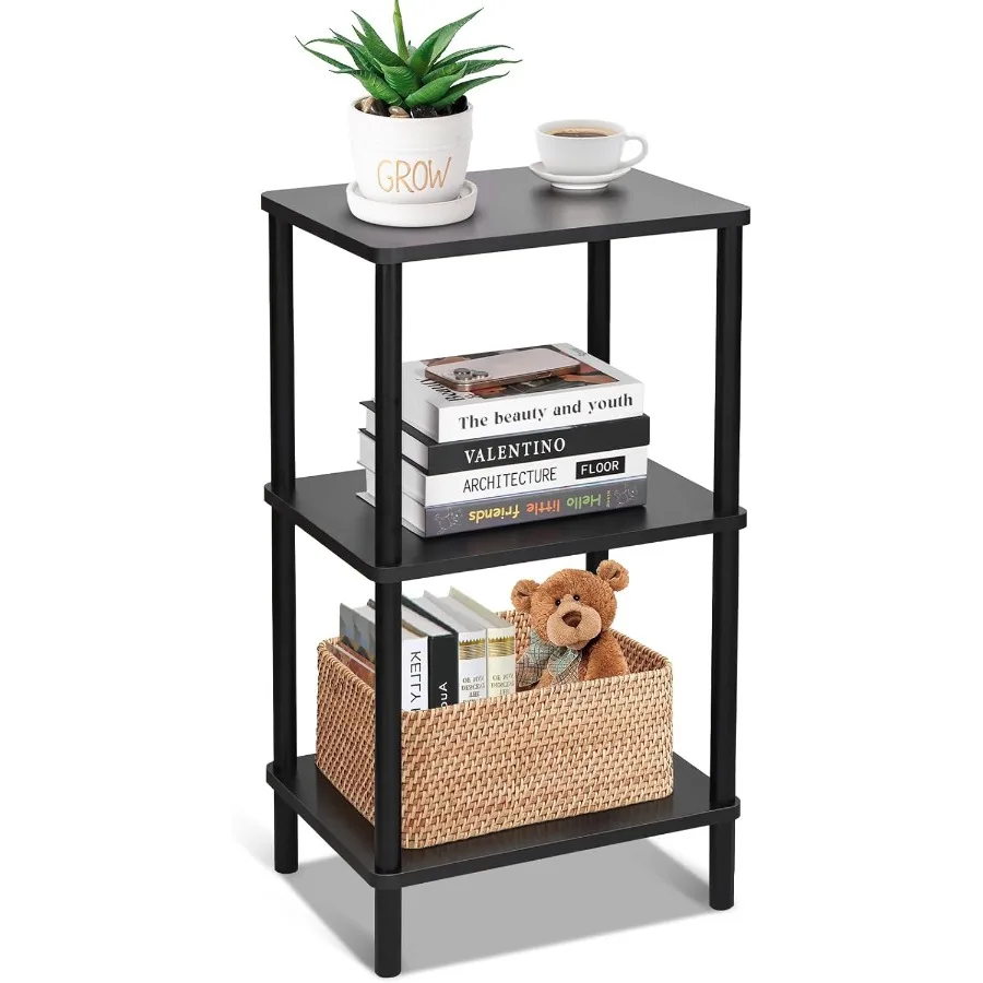 

Black Side Table Narrow End Table for Couch Tall Nightstand for Small Space Living Room Bedroom Office Bathroom