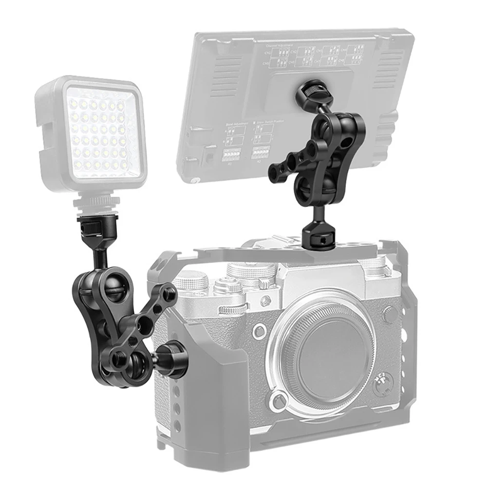 ABJG-مزدوج 1/4 الكرة محول ماجيك الذراع كراب المشبك 3/8 جبل ضوء المراقبة الميدانية كاميرا دعامة حامل