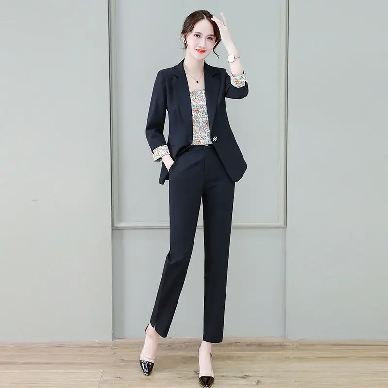 Black Office Two Pieces Sets Pants for Woman Pink Blazer and Trousers Suits Women\'s 2 Pant Set Green Professional Outfits Co Ord