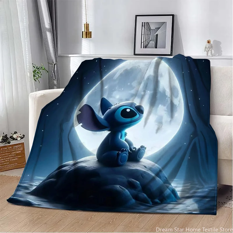 

Disney Cartoon Stitch Blanket,Flannel Fluffy Fleece Blanket for Bedroom Bed Sofa Picnic Travel Office Cover Blanket for Children