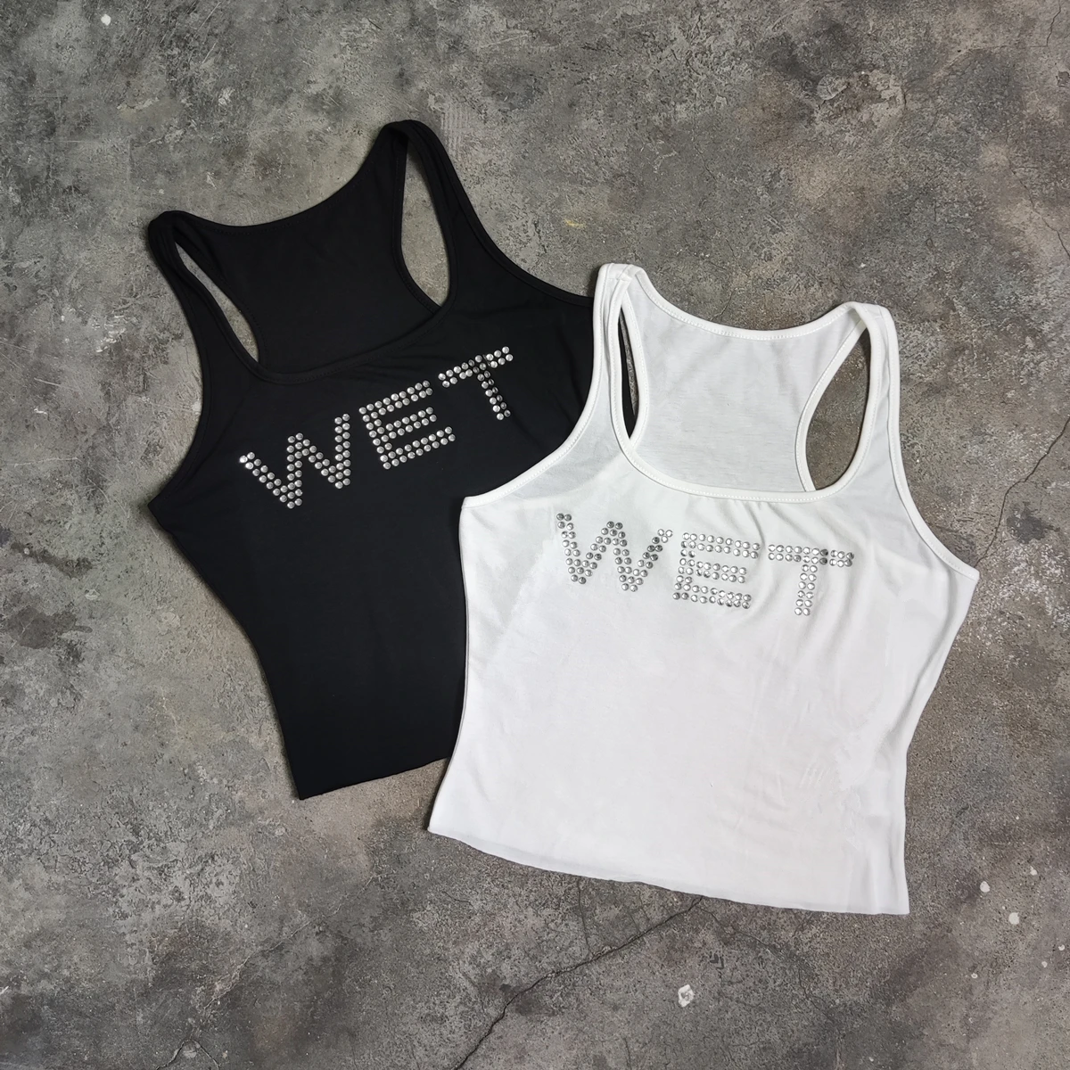 Yao888 Kanye WET Stick Rhinestone Luxury Brand High Quality Men Women Tops Vest For Men Simple Summer Streetwear HipHop Tank Top