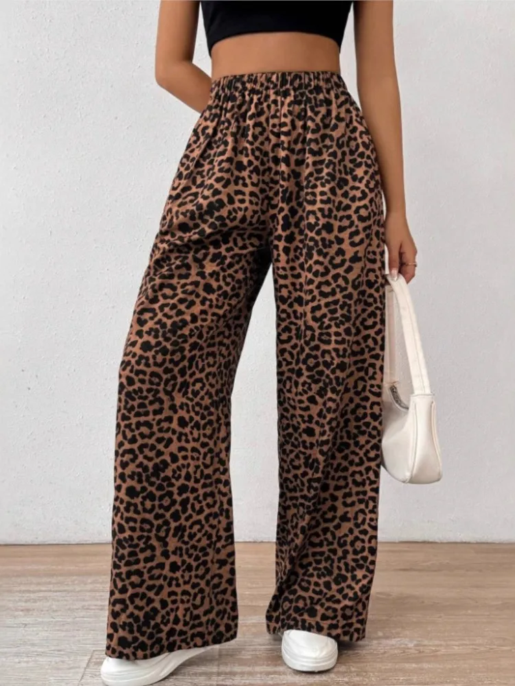 

Women's Clothing Leopard Print Loose Wide Leg Long Pants Simple Style All-match Casual Fashion Comfortable Temperament Trendy
