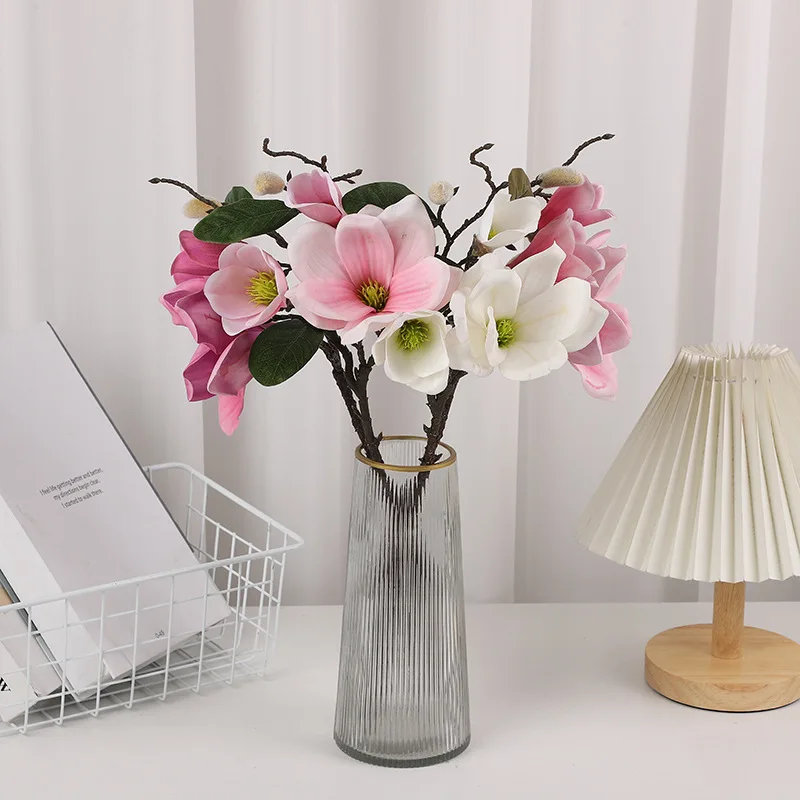5 uds 5 ramo orquídea artificial magnólia flores fotografía planta ramo flor pared casa sala de estar decoración mesa casamento