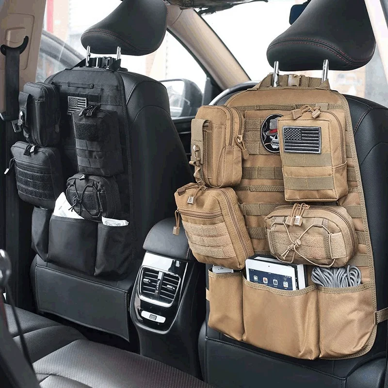 Universal Car Seat Back Organizer Tactical Molle Car Seat Organizer Storage Bag Self-driving Hunting Seat Cover Bag Accessories