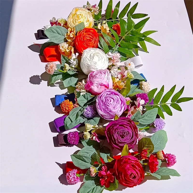 Artificial flower hat accessories elastic webbing to match various hats of different sizes and styles