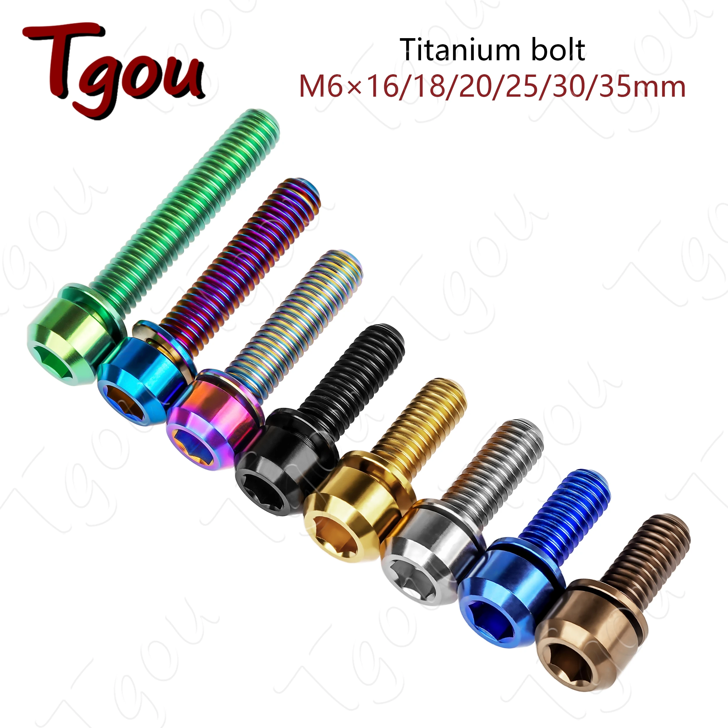 

Tgou Titanium Bolt M6x16/18/20/25/30/35mm Hex Head with Washer Screw for Bicycle Disc Brake Stem Clamp