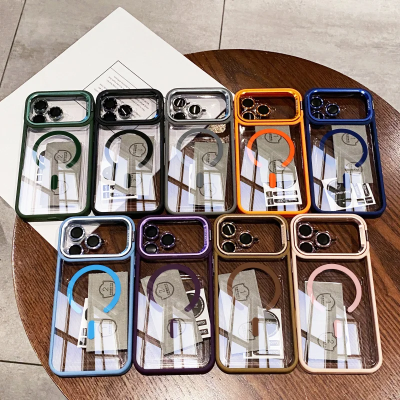 Luxuriöse Linsen-Metallhalterung Transparente Magnetische Hülle für iPhone 18 17 16 15 14 13 Pro Max für Magsafe Stoßfeste Klare Rückabdeckung – Detail 2