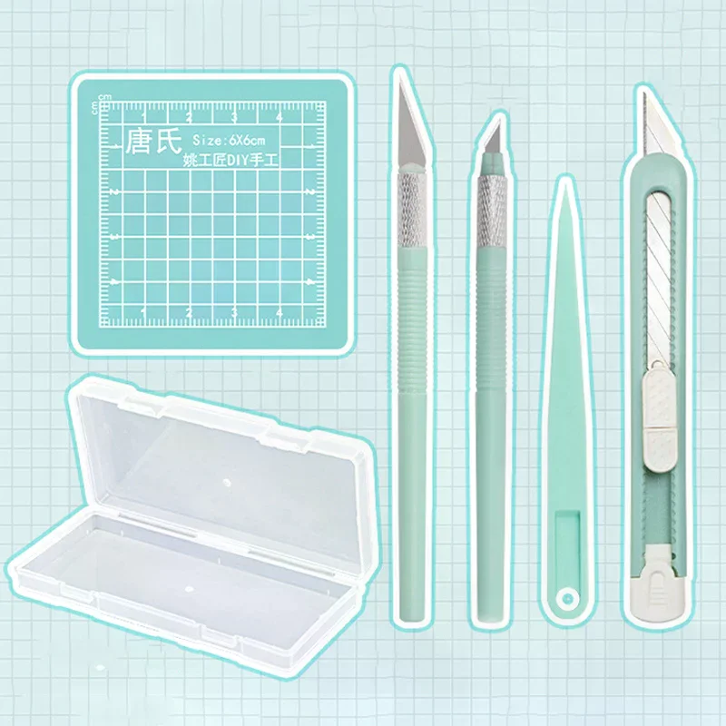 Complete doe-het-zelf scrapbookingtoolkit met pennen, vleesmessen, pincetten en snijmatten – niet-intrekbaar handvat voor dagelijks gebruik