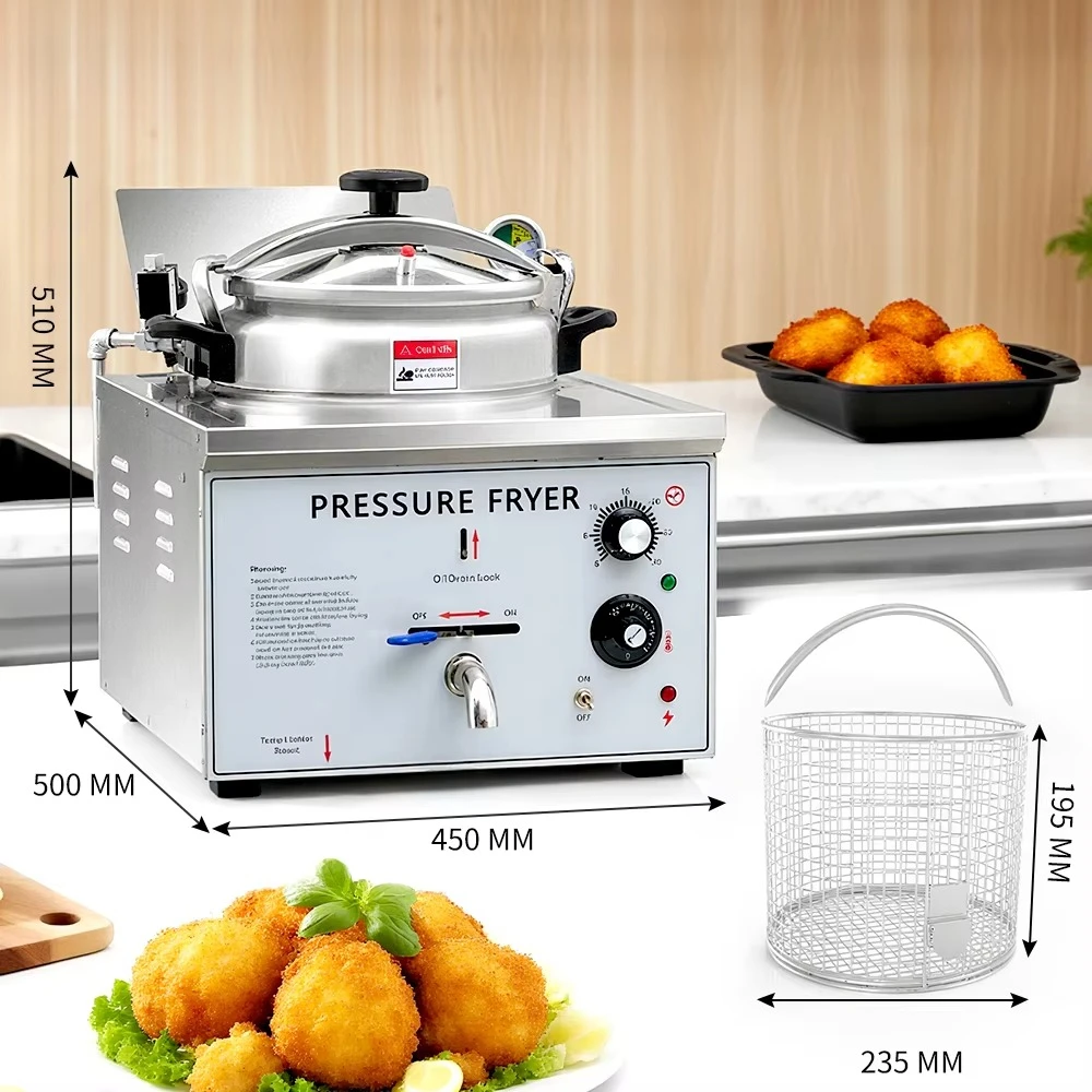 16L Countertop Chicken Pressure Fryer for Restaurants or Bars Industry Chicken Potato Chip Meat Fryer