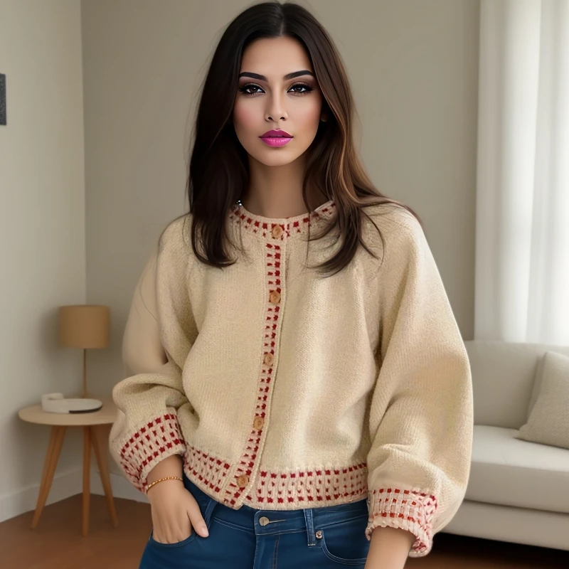 

Autumn and Winter New Women's Clothing with Rotator Sleeves Long-sleeved Sweater Fashion Cardigan Single-breasted Knitwear coat