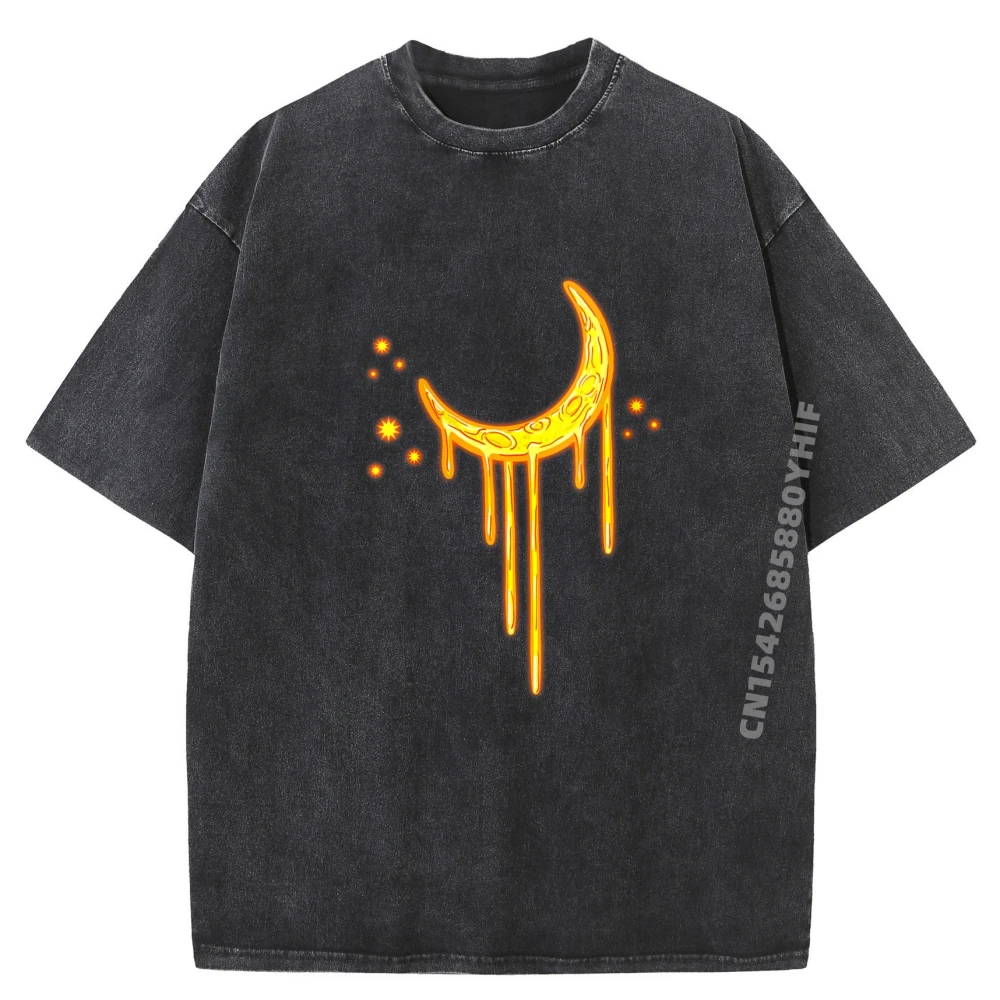 

Футболки с принтом для отдыха, футболки в стиле ретро с капающим полумесяцем, свободные футболки с рисунком, потертые футболки в стиле ретро, мужские футболки