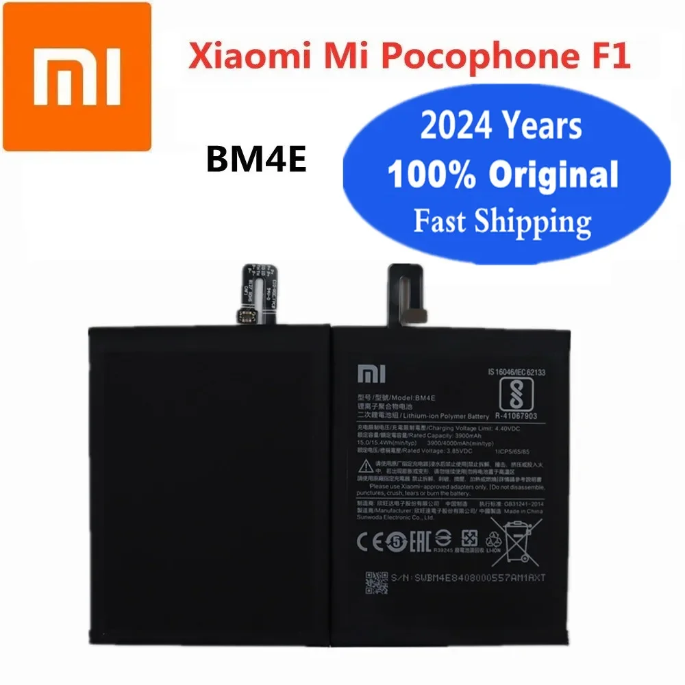 

2024 Years High Quality 100% Original Battery For Xiaomi MI Pocophone F1 POCO F1 4000mAh BM4E Phone Battery Bateria In Stock