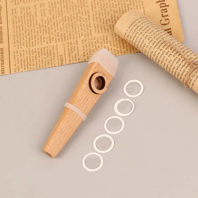 Portable Wooden Kazoo Harmonica Flute Guitar Ukulele Accompaniment Musical Instrument for Kids Beginner Gift