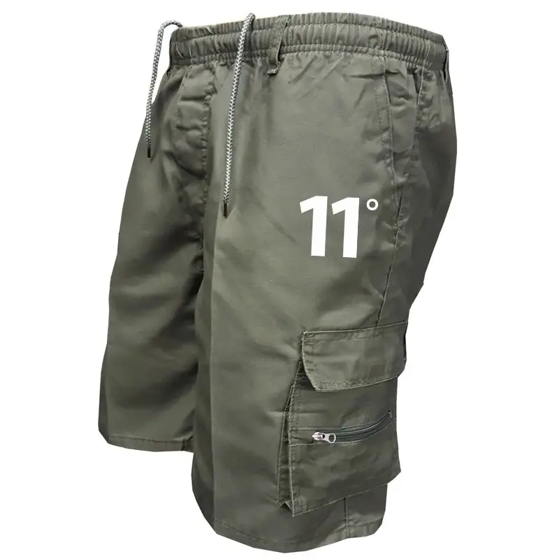 Outdoor Cargo Shorts Male Overalls Elastic Waist Cycling Shorts Multi-pockets Loose Work Shorts Beach Sport Printed Trousers