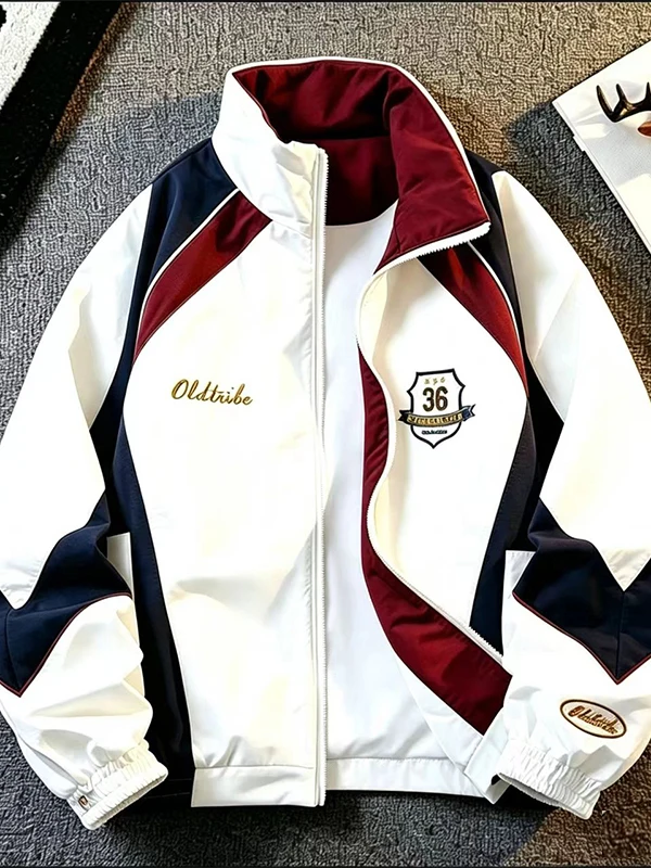 Retro American Embroidered Jacket Loose Fit Unisex Flight Suit Style Baseball Coat Autumn Trendy Brand Stand Collar Zipper Cl...
