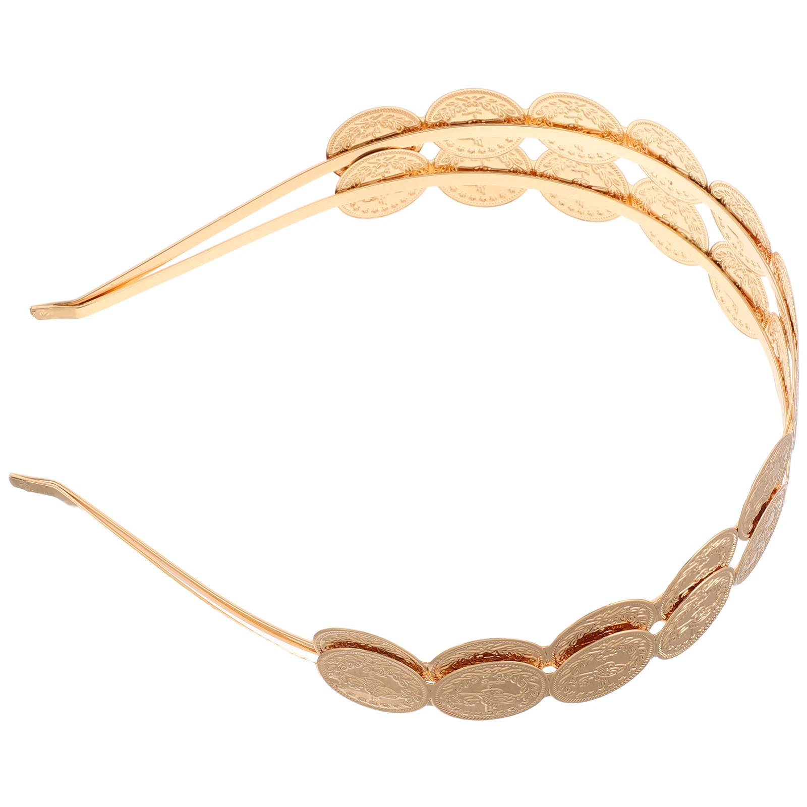 

Golden Double Layer Metal Coin Headband Stylish Hair Accessory For Women Bridal Party Carnival Wedding Festival Hair Band