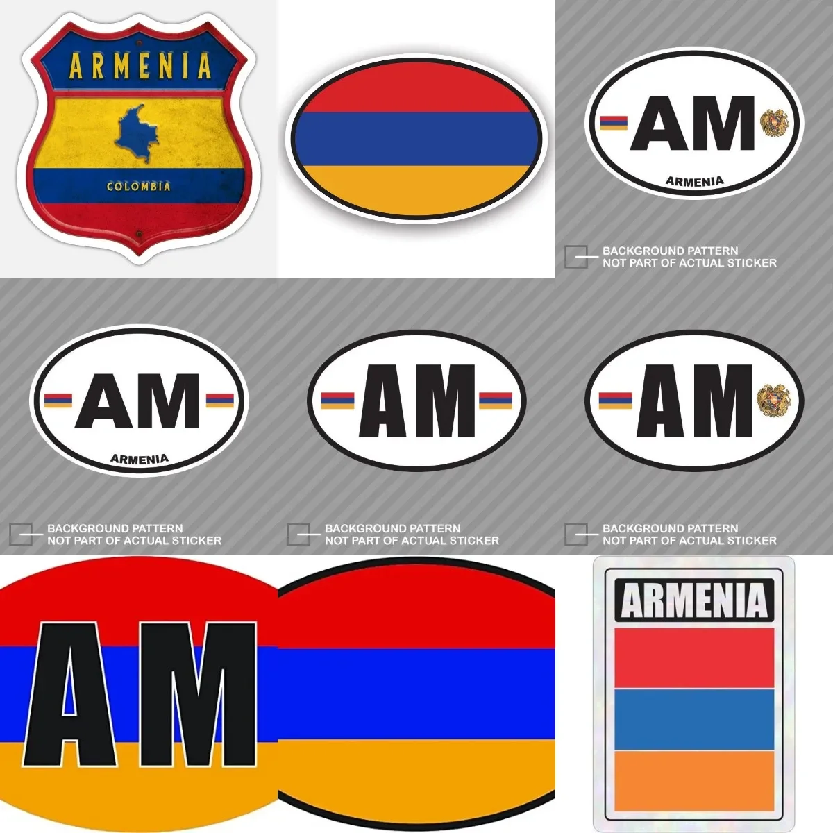 

Armenia Flag Country Code AM Waterproof Stickers for Laptop Motorcycle Car Bumper Window Bicycle Helmet Camper Wall Van Off-road