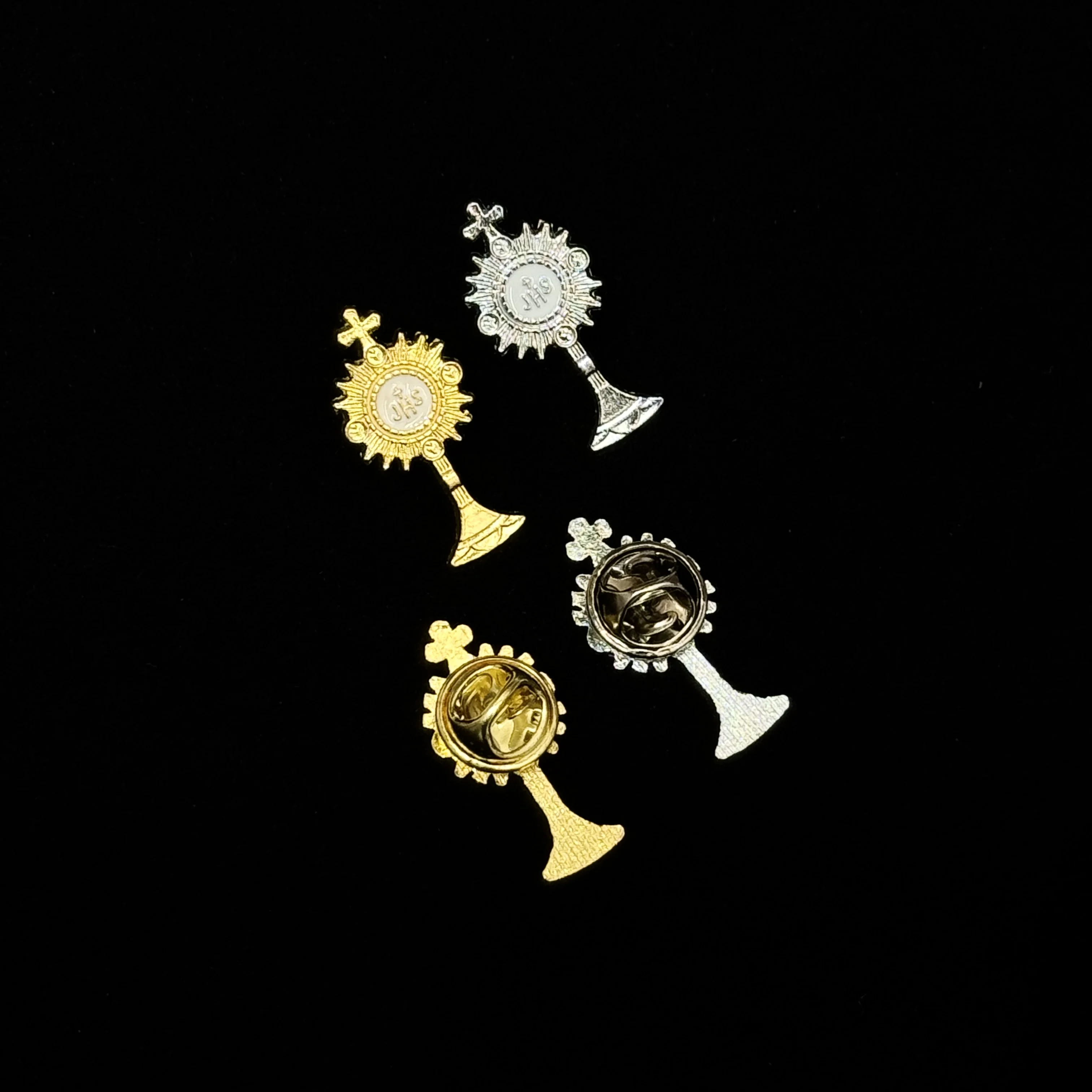 5Pcs IHS Monstrance Communion Lapel Pin Catholic Eucharist Badge Religious Favor for Church Ceremony