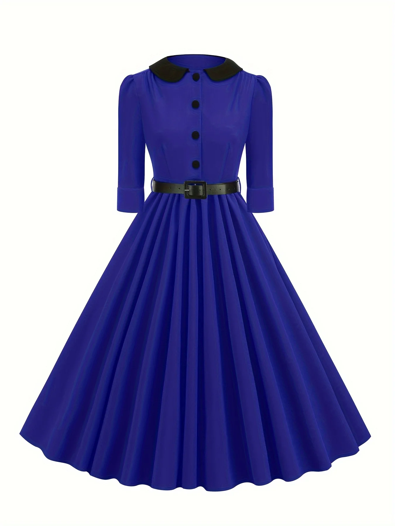 Elegant Vintage-Inspired Cocktail Dress with Belt - 50S Retro Style, Polyester & Elastane Blend, Machine Washable - Perfect for