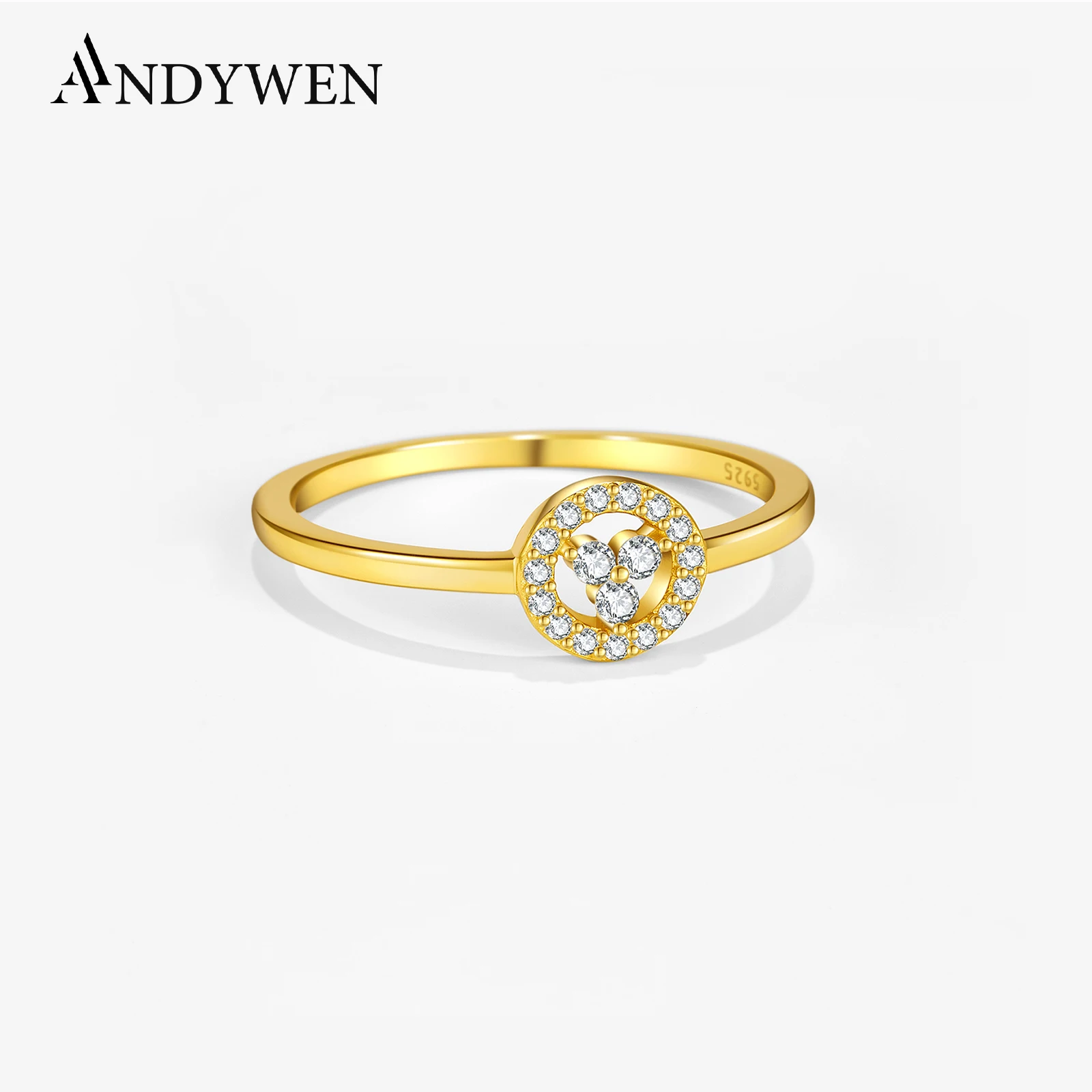 ANDYWEN Women 925 Sterling Silver Three Zircon Love Life Circle Luxury Fine 2024 Original Wedding Band Promise Love Jewelry Gift