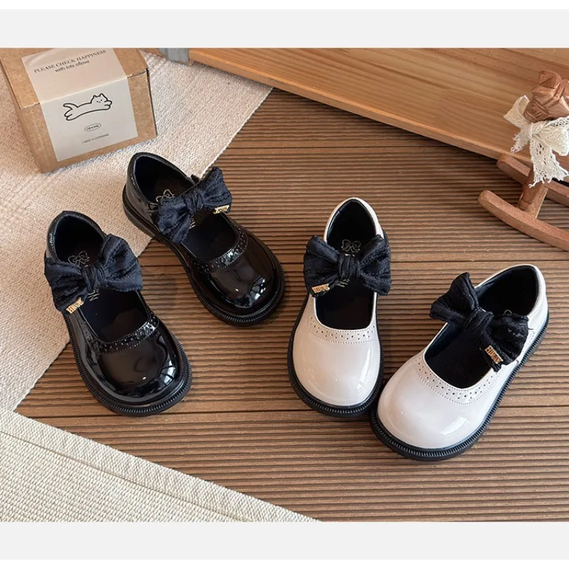 

Girls Small Leather Shoes 2026 Autumn New Children's Foreign Style Black Bow Princess Shoes Mary Jane School Shoes