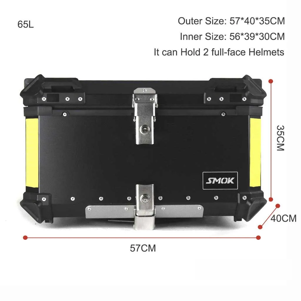 55L 65L Aluminum Motorcycle Luggage Case Storage Top Tool Box Helmet Rear Lock Trunk Universal for Honda Suzuki Kawasaki Yamaha