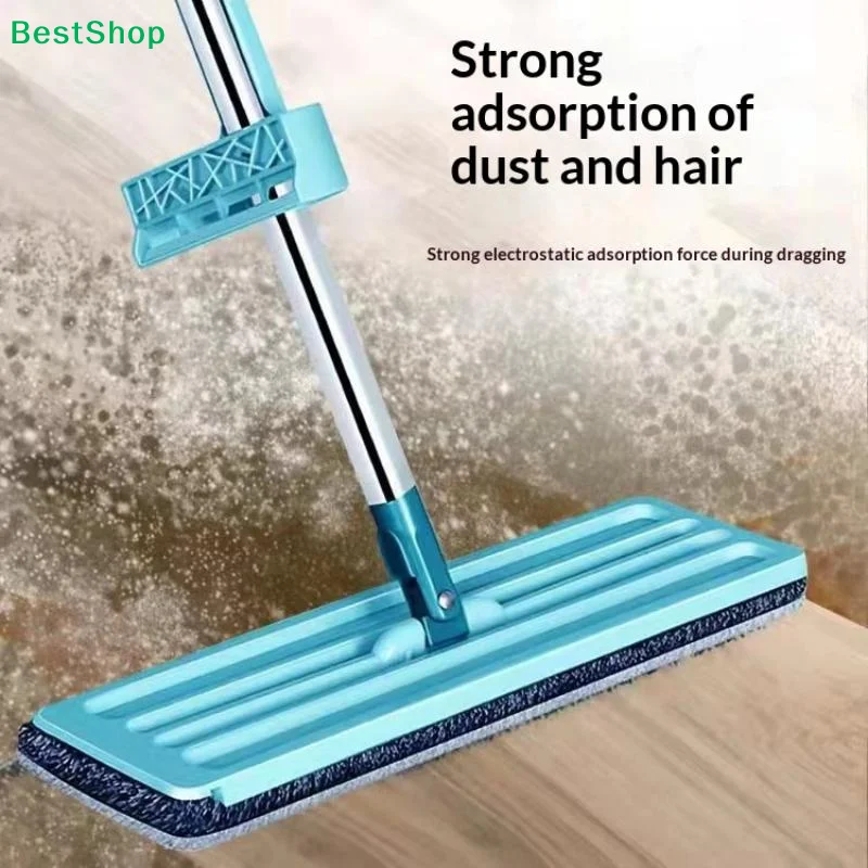 ♬ Flacher Bodenwischer mit Auswringfunktion, Freihändiger Wischmopp, Mikrofaser-Pads, Lazy Mop für Nass- und Trockenreinigung, Haushaltsreinigungswerkzeug