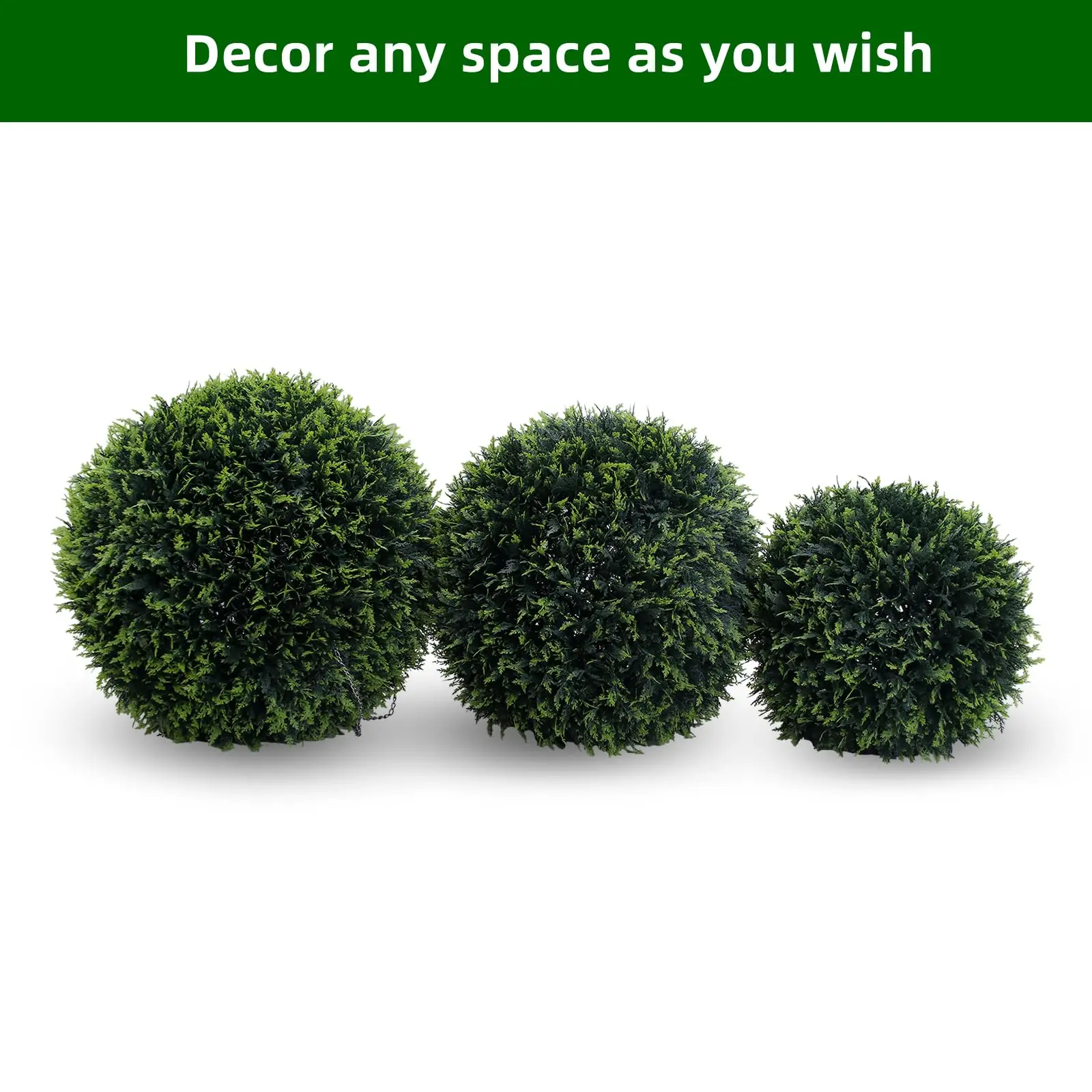 New Topiary Balls Artificial Outdoor Set of 2, Artificial Topiary Cedar Balls for Home Wedding Decor Green 44/48/54/55/59/63 CM