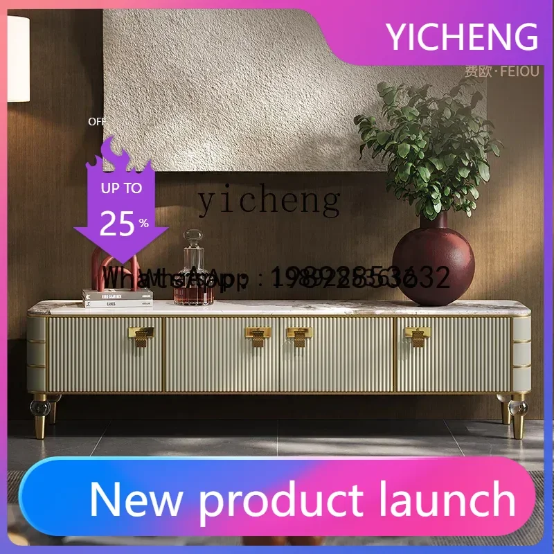 

C1 light luxury TV cabinet coffee table combination Italian living room marble floor cabinet bedroom TV cabinet