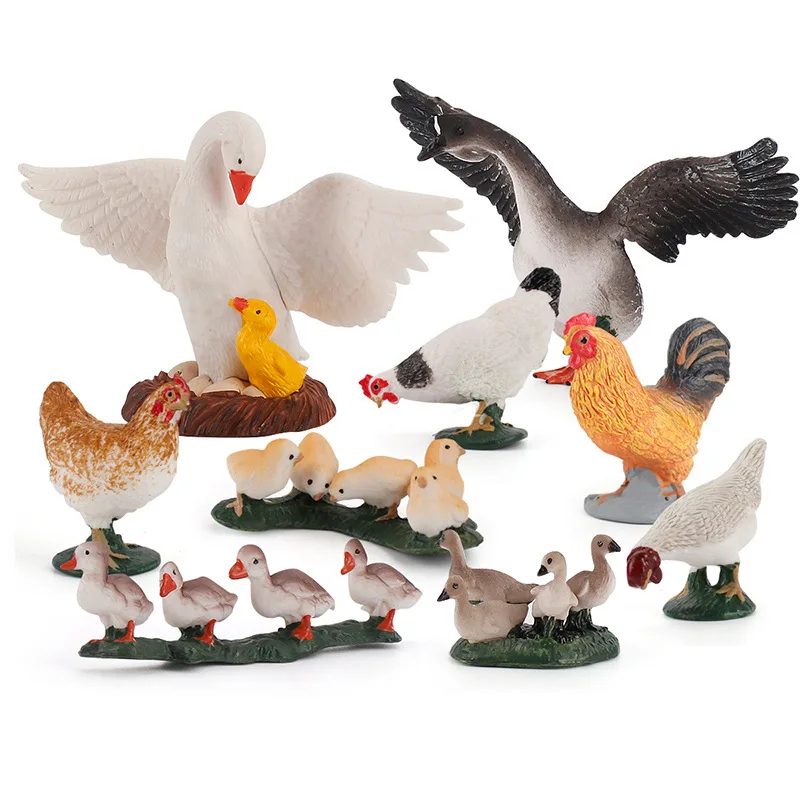 Simulation Farm Sandbox Children Set Interesting Poultry Animal Chicken, Duck And Goose Ornaments Model Children Toys Small Gift